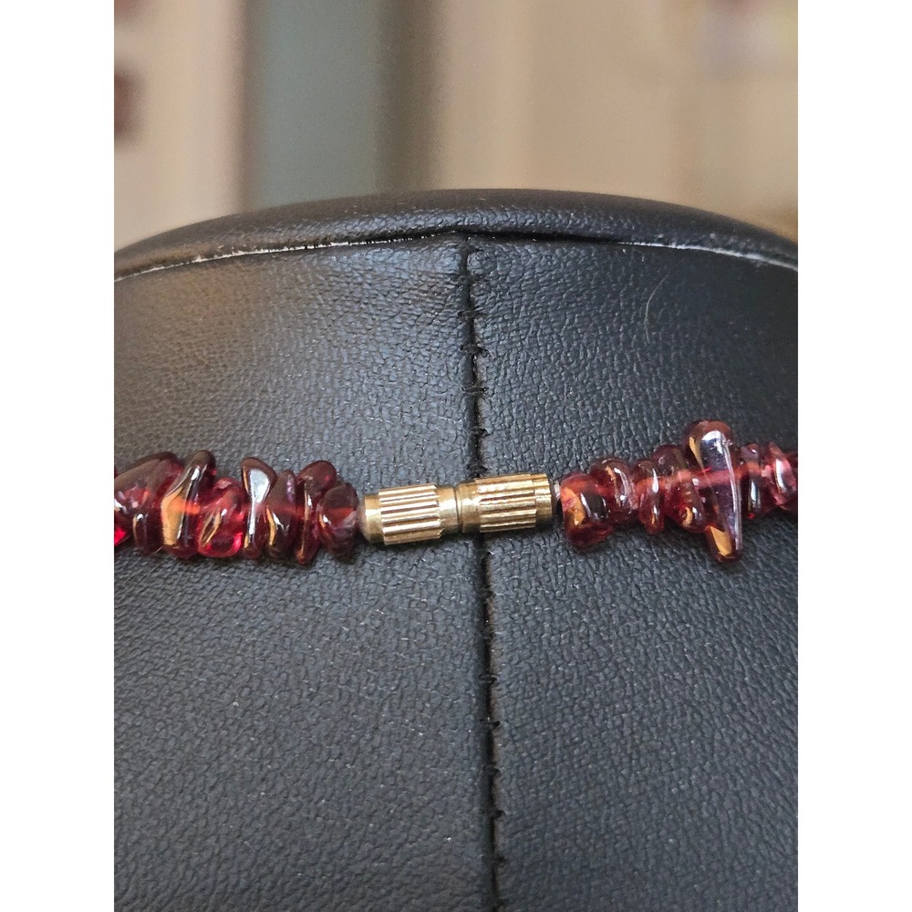 Genuine Garnet Nugget Necklace Vintage 22in Stunning!!! - Picture 6 of 6